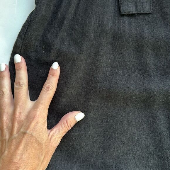 ASOS Linen Button Strap Jumpsuit Size 6 Black Boho Lightweight Pockets Lagenlook - Picture 8 of 16